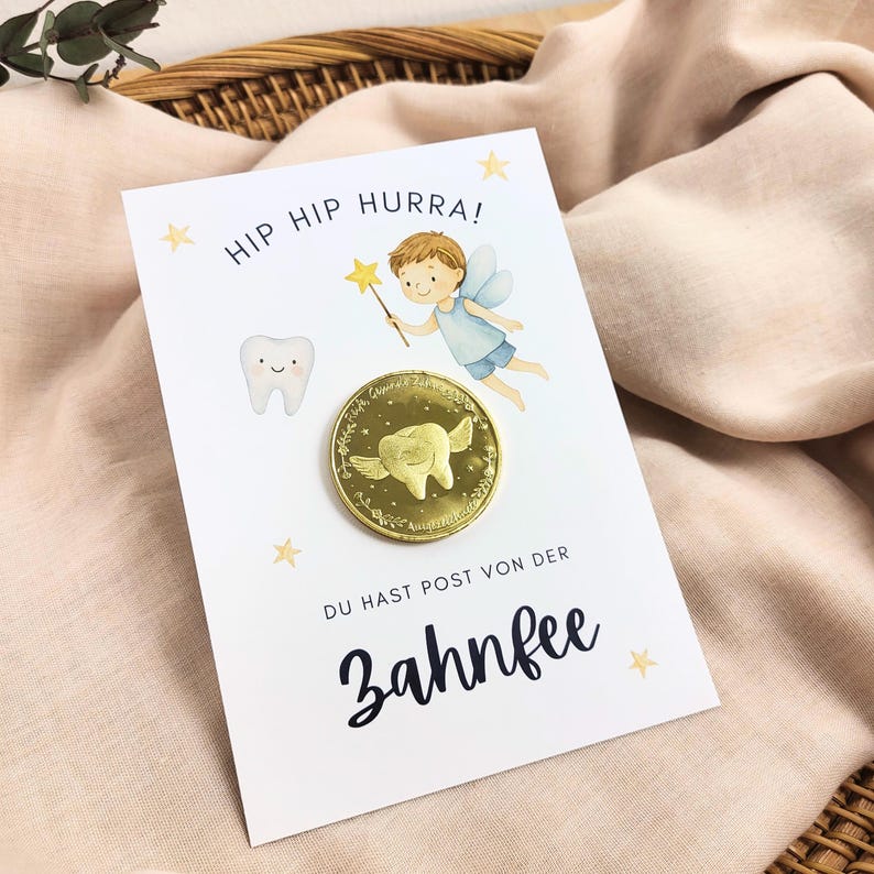 Geschenk von Zahnfee Post Wackelzahn Münze Zahnfee Brief Zahnlücke personalisierbares Geschenk Zahnfee Junge Belohnung Tooth Fairy Idee