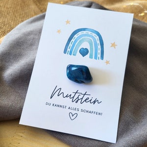 Mutstein Einschulung Junge blau Regenbogen, Schulkind Mutmacher Geschenk Schulanfang, Füllung Schultüte Glücksbringer Schulstart Glücksstein