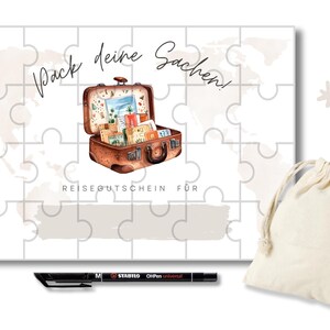 Puzzle Reise Gutschein Geburtstag Überraschung Mann, Geschenkidee Urlaub runder Geburtstag beste Freundin personalisierbarer zum Jahrestag