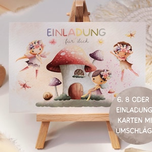 Fee Einladungskarten Kindergeburtstag Mädchen Einladung Set zum Ausfüllen Prinzessinnen Einladung mit Umschläge für Fee Mottoparty