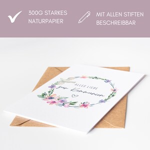 Kommunionskarte Mädchen floral, Glückwunschkarte zur Kommunion mit Blumen, moderne Karte zur Erstkommunion Taube, Aquarell Grußkarte