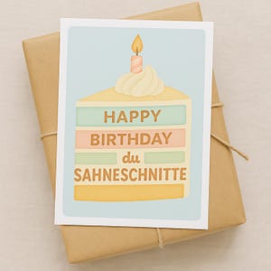 Lustige Geburtstagkarte Freundin, Süße Grußkarte Frau, Humorvoll Happy Birthday Karte Partner, Karte Lieblingsmensch witzig Spruch Torte