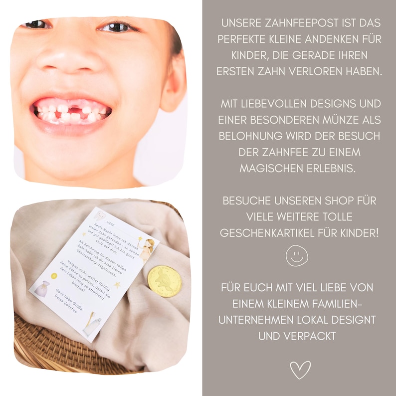 Geschenk von Zahnfee Post Wackelzahn Münze Zahnfee Brief Zahnlücke personalisierbares Geschenk Zahnfee Junge Belohnung Tooth Fairy Idee
