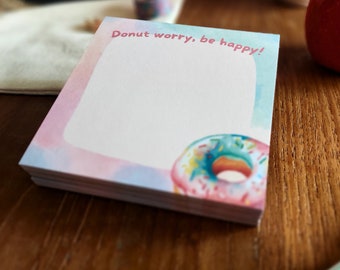 Mini Notizblock Donut Geschenk Einschulung Block Home Office Schreibwaren Mädchen Watercolor Memo Pad Aufmerksamkeit Kollegin