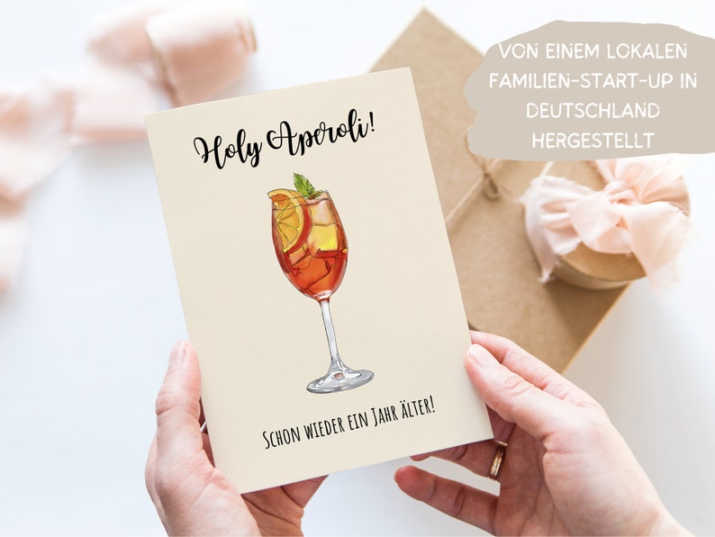 Lustige Grußkarte Holy Aperoli, Humorvolle A6 Klappkarte Freundin Happy Birthday, Spritz Geburtstagskarte Freund, Geschenk Glückwunschkarte