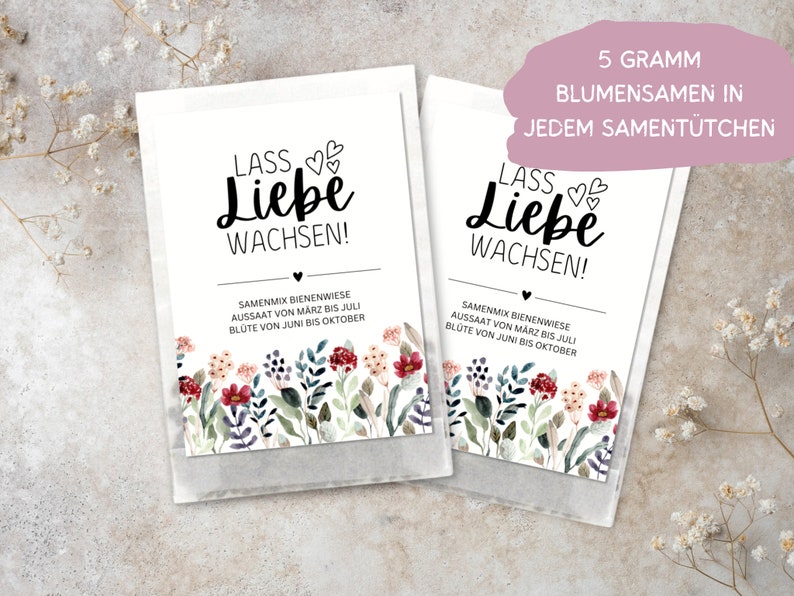 Hochzeit Gastgeschenk Blumensamen, Gastgeschenk Hochzeit Samen, Nachhaltige Gastgeschenke, Blumensamen als Gastgeschenk, Geschenk Gäste Bild 7