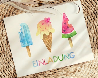 Eis Einladungskarten Kindergeburtstag für Mädchen und Jungen, Eis Einladung für Kinder zum Ausfüllen mit Umschlägen für Eis Geburtstagsparty