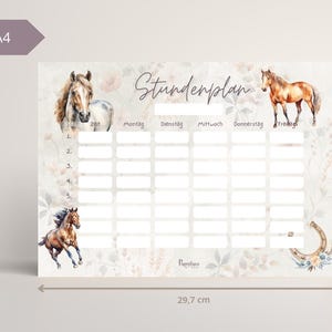 Digitaler Pferde Stundenplan Mädchen Sofort Download PDF DIN A4 zum Ausdrucken Wochenplaner Schulkind Pferdefan Geschenk Einschulung Boho