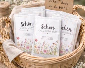 Wedding favor, flower seeds, boho pink wildflowers, table decoration, christening seeds, sustainable seed packets, communion, confirmation, gift for guests
