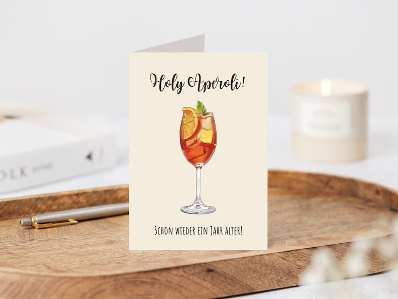 Lustige Grußkarte Holy Aperoli, Humorvolle A6 Klappkarte Freundin Happy Birthday, Spritz Geburtstagskarte Freund, Geschenk Glückwunschkarte