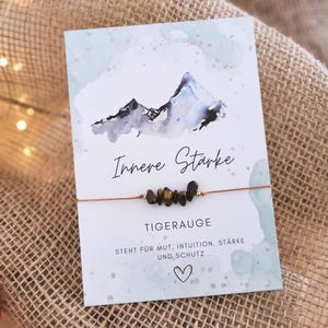 Armband Innere Stärke Selbstbewusstsein Tigerauge, Talisman Schutz Lieblingsmensch Geschenk, Mutmacher Schmuck beste Freundin Glücksbringer