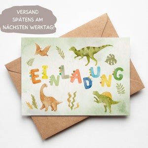 Dino Einladungskarten Dinosaurier Kinder Geburtstag T-Rex Party Junge Einladungen Urzeit Geburtstag Teenager, inkl.  Umschläge