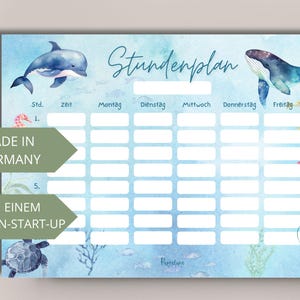 Magnetischer Stundenplan Unterwasserwelt Mädchen, A4 abwischbarer wieder verwendbarer Wochenplan Schule Junge, Geschenkidee Einschulung Meer