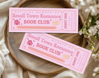 Bookmark Small Town Romance Book Club Ticket Gift Book Lover Booktok Cozy Romance Small Town Girl Bookworm Gift Idea Bookmark