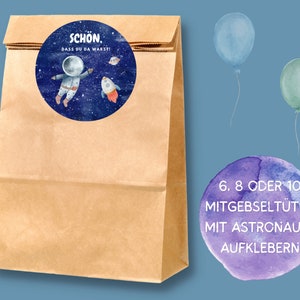 Astronaut giveaway bags with stickers - Astronaut guest gift bag for space children's birthday parties