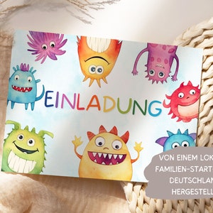 Bunte Monster Einladungskarten Gastgeschenktüten Geburtstagsset Halloween Monster Party Einladungen Kindergeburtstag, inkl. Umschläge Bild 7