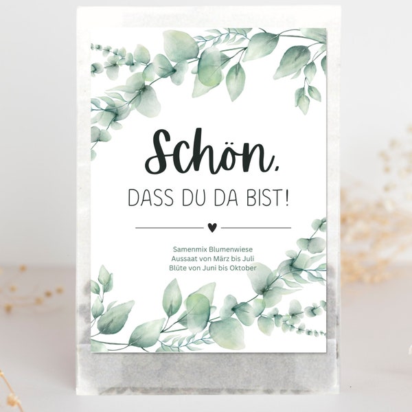 Hochzeit Gastgeschenk Blumensamen, Eukalyptus Gastgeschenk Hochzeit Samen, Nachhaltige Blumensamen als Gastgeschenk, Geschenk Gäste