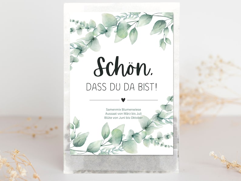 Hochzeit Gastgeschenk Blumensamen, Eukalyptus Gastgeschenk Hochzeit Samen, Nachhaltige Blumensamen als Gastgeschenk, Geschenk Gäste