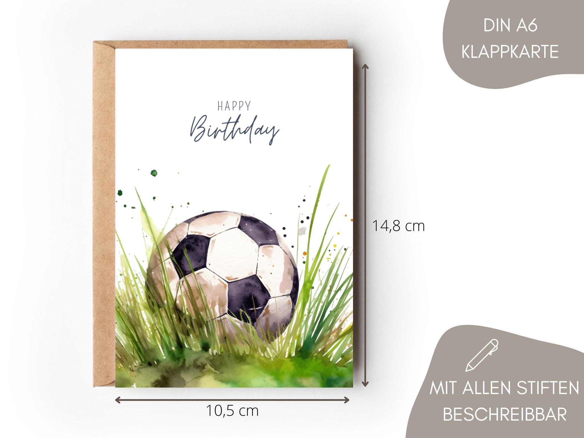 Whitman And Daughter Fußball-Geburtstagskarte – Premium-Klappkarte 12,7x17,8 Cm, Mit Umschlag, Für Trainer-Dank & Feiern