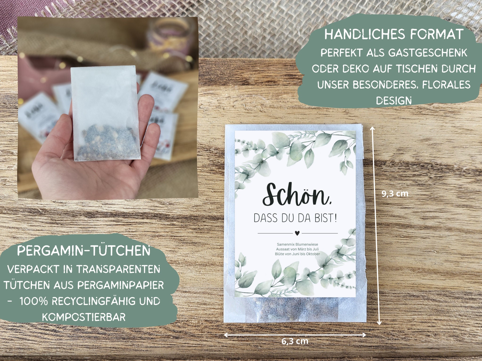 Hochzeit Gastgeschenk Blumensamen, Eukalyptus Gastgeschenk Hochzeit