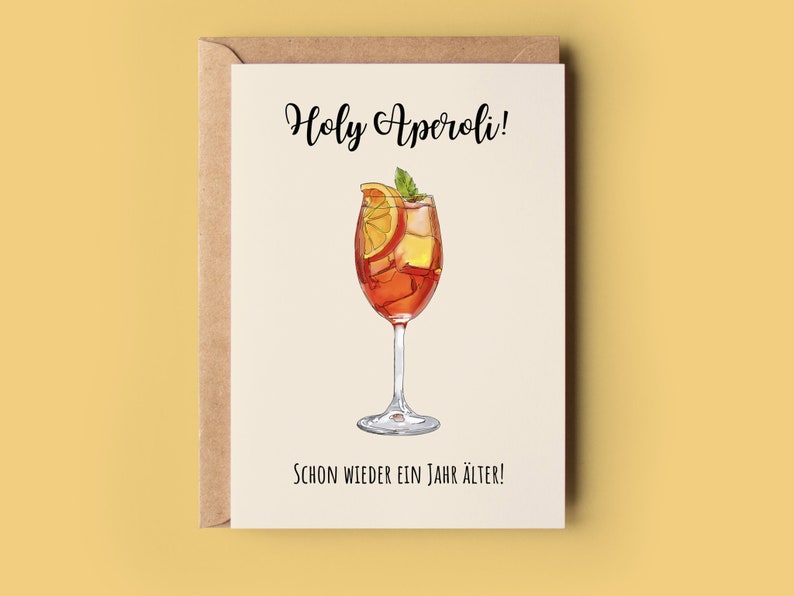Lustige Grußkarte Holy Aperoli, Humorvolle A6 Klappkarte Freundin Happy Birthday, Spritz Geburtstagskarte Freund, Geschenk Glückwunschkarte