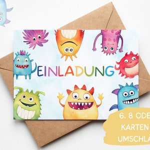 Colorful Monster Invitation Cards Halloween Monster Birthday Party Invitations Boys Kids Birthday Girls, Includes Envelopes