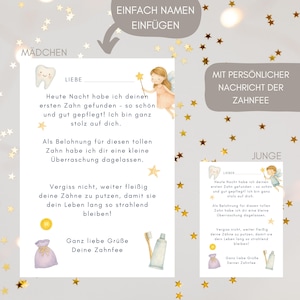 Geschenk von Zahnfee Post Wackelzahn Münze Zahnfee Brief Zahnlücke personalisierbares Geschenk Zahnfee Junge Belohnung Tooth Fairy Idee