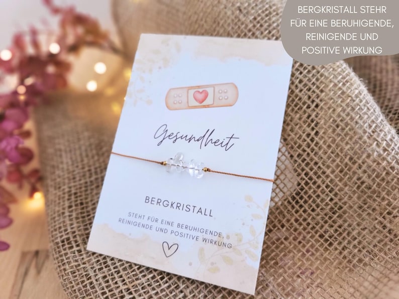 Talisman Armband Bergkristall Gesundheit, Gute Besserung Glückbringer Lieblingsmensch Geschenkidee Genesung Mutmacher Schmuck beste Freundin