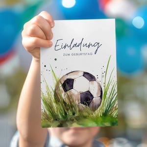 Fußball Einladungskarte Kindergeburtstag Junge, Fußball Mottoparty Soccer Halle Fußballgeburtstag, Einladung Fußball Aquarell Fußballparty