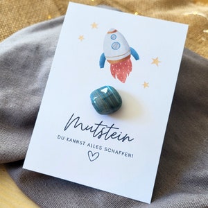 Mutstein Einschulung Junge Rakete, Schulkind Mutmacher Geschenk Schulanfang, Füllung Schultüte Glücksbringer, Schulstart Glücksstein Prüfung