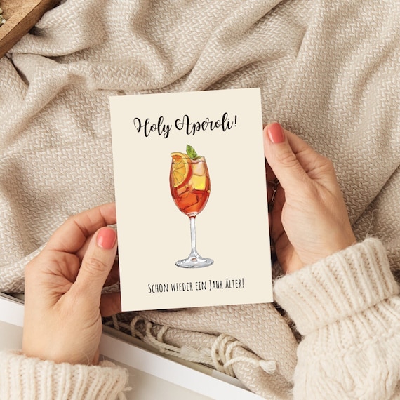 Lustige Grußkarte Holy Aperoli, Humorvolle A6 Klappkarte Freundin Happy Birthday, Spritz Geburtstagskarte Freund, Geschenk Glückwunschkarte