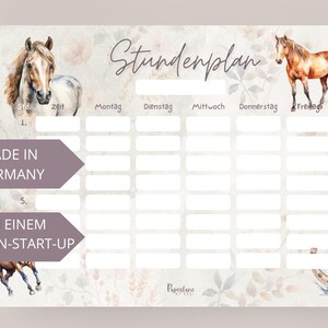 Digitaler Pferde Stundenplan Mädchen Sofort Download PDF DIN A4 zum Ausdrucken Wochenplaner Schulkind Pferdefan Geschenk Einschulung Boho