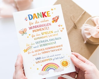 Daycare thank-you card, teacher farewell gift, kindergarten thank-you, colorful card, daycare farewell, daycare farewell gift, nursery