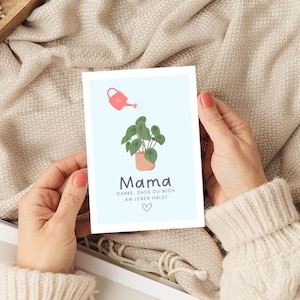 Muttertag Karte Geschenk Mama, süß Geschenkidee beste Mama, Grußkarte Danke Mama, witzig Geschenkidee Geburtstag Wortspiel Pflanze Postkarte
