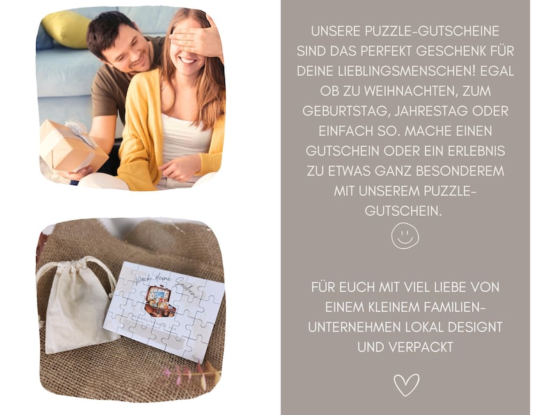 Puzzle Reise Gutschein Geburtstag Überraschung Mann, Geschenkidee Urlaub runder Geburtstag beste Freundin personalisierbarer zum Jahrestag