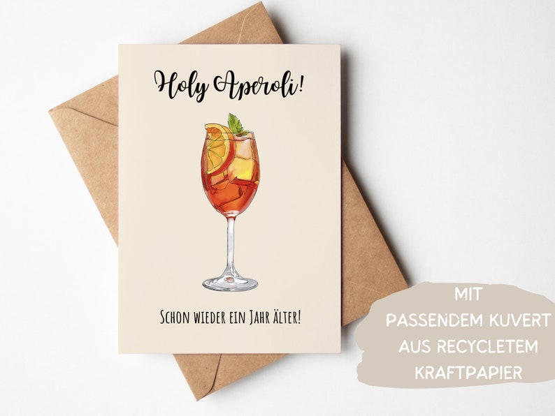 Lustige Grußkarte Holy Aperoli, Humorvolle A6 Klappkarte Freundin Happy Birthday, Spritz Geburtstagskarte Freund, Geschenk Glückwunschkarte