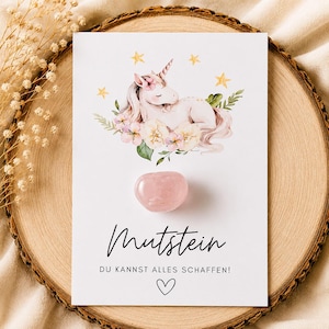 Mutstein Einschulung Mädchen rosa Einhorn Schulkind Mutmacher Geschenk Schulanfang Füllung Schultüte Glücksbringer Schulstart Glücksstein