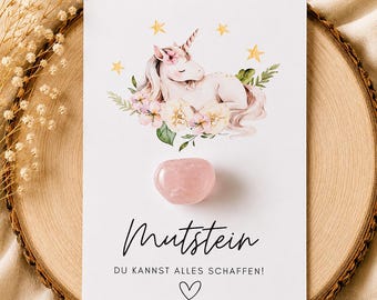 Mutstein Einschulung Mädchen rosa Einhorn Schulkind Mutmacher Geschenk Schulanfang Füllung Schultüte Glücksbringer Schulstart Glücksstein