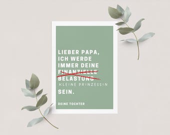 Funny Father's Day card, father-daughter gift, gift idea for dad, postcard A6 for men, cheeky greeting card with wordplay, love, best dad