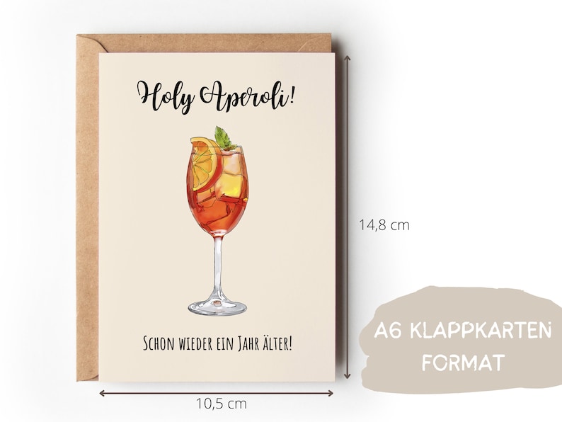Lustige Grußkarte Holy Aperoli, Humorvolle A6 Klappkarte Freundin Happy Birthday, Spritz Geburtstagskarte Freund, Geschenk Glückwunschkarte