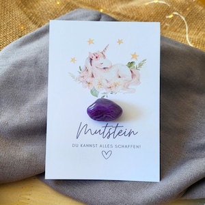 Mutstein Einschulung Mädchen rosa Einhorn Schulkind Mutmacher Geschenk Schulanfang Füllung Schultüte Glücksbringer Schulstart Glücksstein