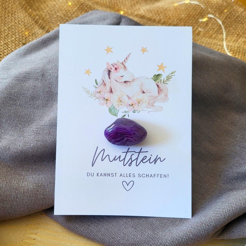 Mutstein Einschulung Mädchen rosa Einhorn Schulkind Mutmacher Geschenk Schulanfang Füllung Schultüte Glücksbringer Schulstart Glücksstein
