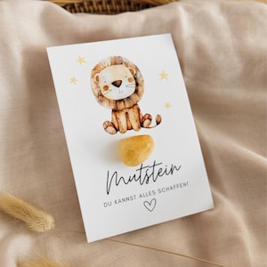 Mutstein Einschulung Junge Löwe, Schulkind Mutmacher Geschenk Schulanfang, Füllung Schultüte Glücksbringer, Schulstart Glücksstein Prüfung