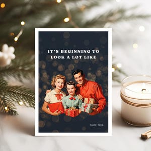 Lustige Sarkastische Weihnachtskarte Familie, Witzige Retro Postkarte Weihnachtsgeschenk beste Freundin, Humorvoll ironische Weihnachtsgrüße