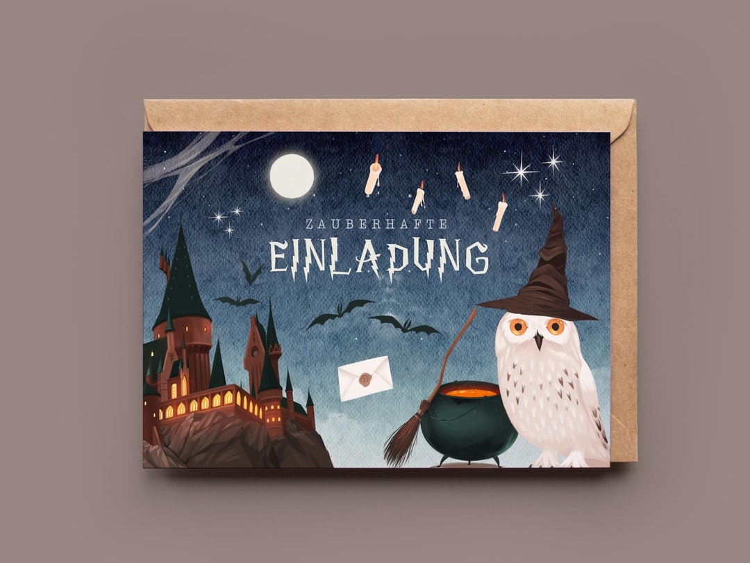 Wizard Invitation Cards Magic School Children Birthday Theme Party ...