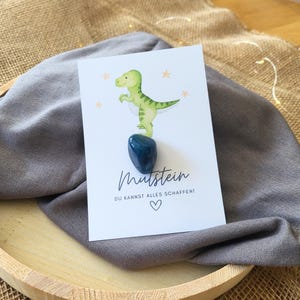 Mutstein Einschulung Junge Dino, Schulkind Mutmacher Geschenk Schulanfang, Füllung Schultüte Glücksbringer, Schulstart Glücksstein Prüfung
