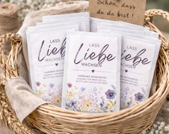 Wedding favor, flower seeds, thank you, boho wildflowers, table decoration, hen party seeds, sustainable seed packets, wedding thank you, guests