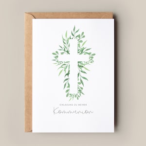 Einladung Kommunion Eukalyptus, Kommunion Einladungskarte Mädchen, Kommunion Einladung Junge, Erstkommunion Einladung, Kommunionseinladung