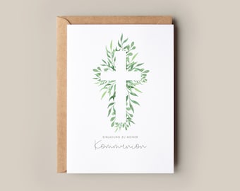 Einladung Kommunion Eukalyptus, Kommunion Einladungskarte Mädchen, Kommunion Einladung Junge, Erstkommunion Einladung, Kommunionseinladung