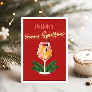 Lustige Weihnachtskarte Aperol, Grußkarte Merry Spritzmas Weihnachtsgeschenk, Witzige Weihnachtsgrüße Freundin Postkarte Weihnachtsfeier